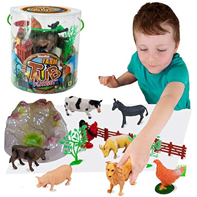 Deluxebase FARM BY DELUXEBASE. FARM PLAYSET FOR KIDS. FANTASY TOY SUCH AS PIG, DONKEY, GOAT, DOG, CHICKEN, COCKEREL, COW, BULL AND A GIANT STONE - Image 1